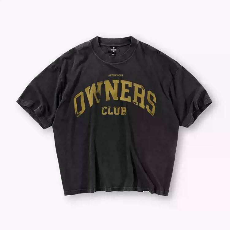 REPRESENT  Owners Club T-Shirt 英文字母印花短宽boxy版型短袖t恤  颜色：水洗黑 奶油黄 白色 尺码：S M L XL  REP273