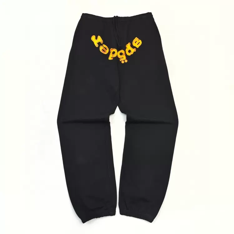Sp5der FW23【Stock x version】SWEATS Black Pink V2蜘蛛网潮牌男女同款长裤卫裤 黑色 S-XXL 879