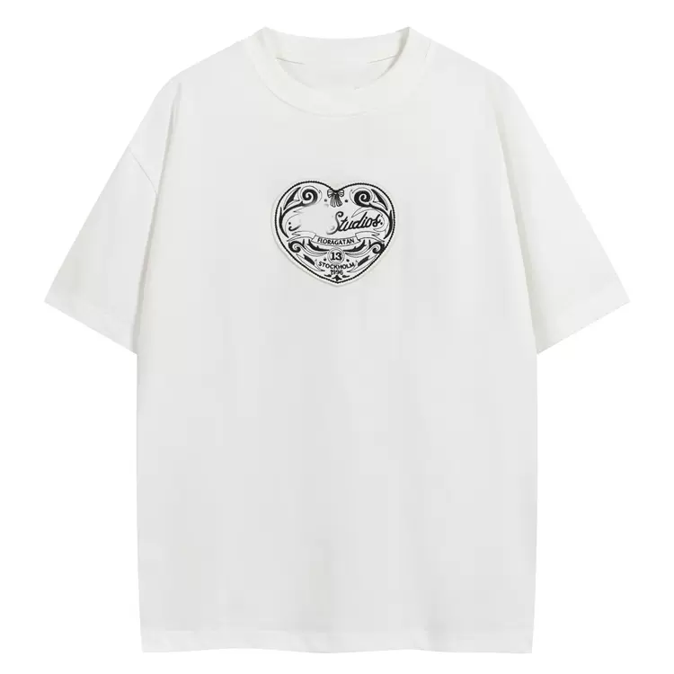 AC 立体贴布绣花短袖T恤 黑色 白色 粉色 S-XL 8082#