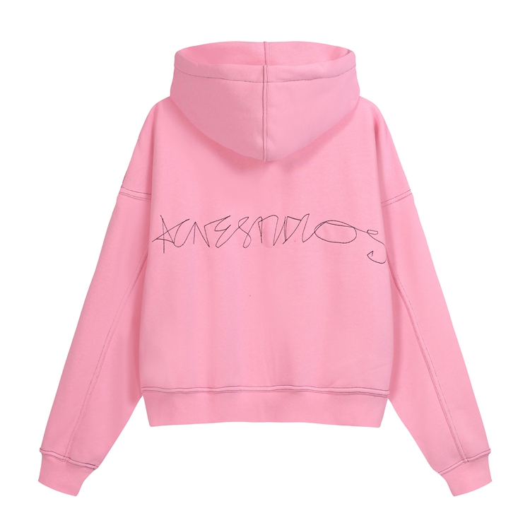 thumbnail for Embroidered letter zipper hooded sweatshirt 3053