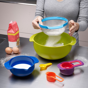 英国进口Joseph Joseph彩虹盆9厨具套装烘焙套盆量勺沥水篮洗菜盆