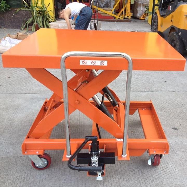 厂家生产手推脚踩升降平台车横向手动液压剪叉升降小平台模具车