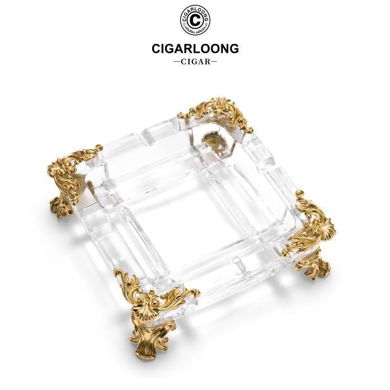 CIGARLOONG茄龙雪茄烟灰缸欧式奥地利水晶铜雕创意烟缸CLG-23EP25