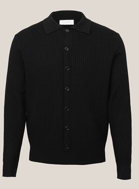 CasualDay【首发】秋冬款假排扣翻领长袖休闲百搭黑色套头针织衫