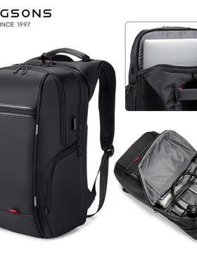 金圣斯简约旅行高品质usb充电学生书包笔记本涤纶双肩包男士背包