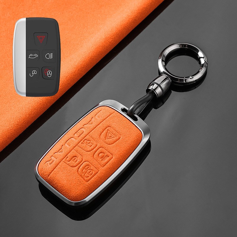 适用捷豹XEL车钥匙套XFL I-PACE E-PACE F-TYPE翻毛皮钥匙包壳扣