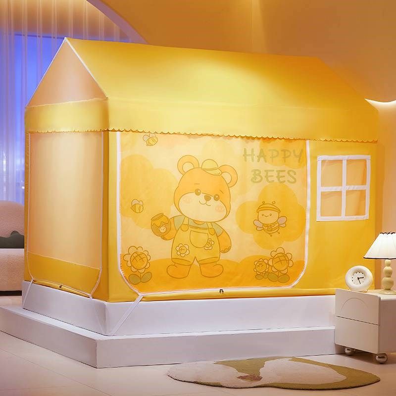 2024新款萌趣印花U型三开门2403城堡款坐床蚊帐