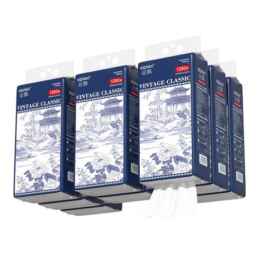 丝飘 国风底部抽5层1280张8提大包纸巾亲肤柔韧面巾纸家用餐巾纸