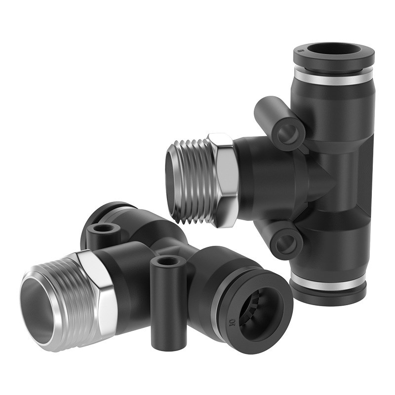 TPM朝日气动气管快速T型三通快插螺纹外丝接头PBT4-M5/6-01/8-02