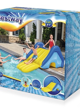 Bestway52453 儿童喷水滑梯单人高速赛道充气轨道滑滑梯游泳水池