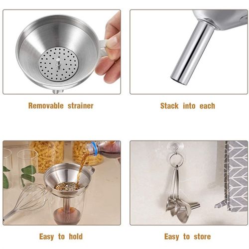 304不锈钢加油小漏斗带过滤网家用大口径酒漏厨房倒油器油漏