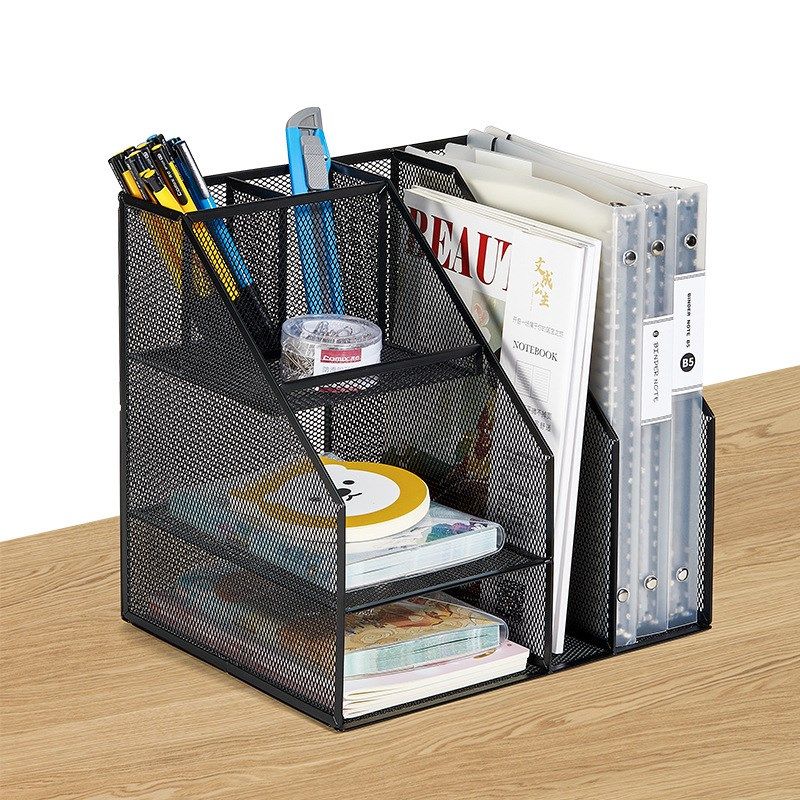 齐心金属资料架B2076办公多功能分类收纳文件架7格分类大容量