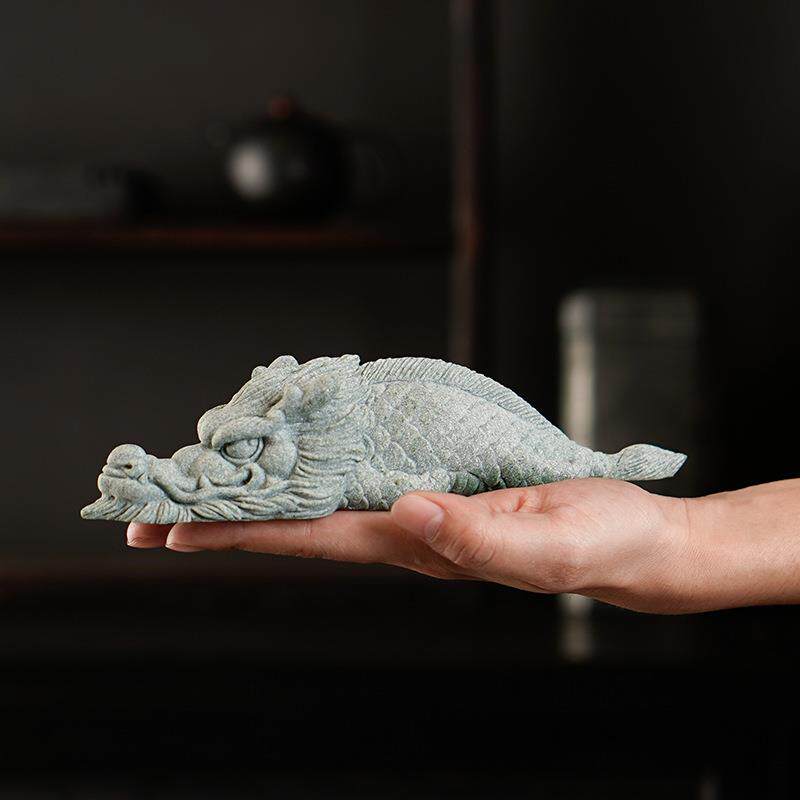 创意青砂鱼石可爱萌茶宠摆件家居桌龙面鱼缸盆栽景观XJI造呆景装