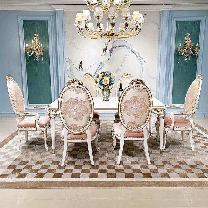 法式人实木餐桌椅组合花欧式宫廷漫奢01华雕长方形餐桌6餐厅浪饭