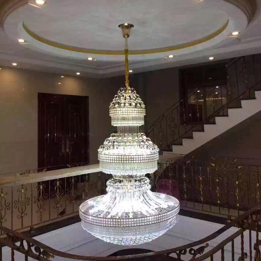 复QXR式楼客厅吊灯楼楼中别墅厅大吊客灯酒厅店工程水晶灯豪华大