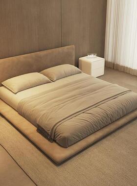 现代简约双榻榻落地奶人油系白色诧米寂风轻奢XCL床网床红卧室极