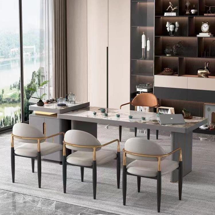 轻奢岩板茶台简约现代公室大板办桌用车阳YM台泡茶桌子可移动茶家