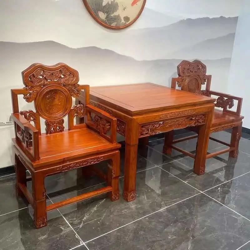 W7餐木装明清古典老榆家用桌正方形饭桌方整桌实木四ZNZ方桌仿古