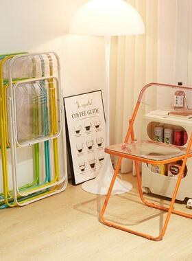 G5J约折叠透明亚椅克力服装ZID店照椅子时简尚网红化妆凳水拍晶靠