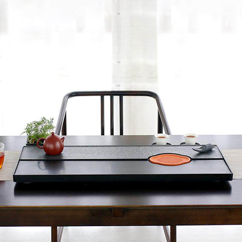 乌金茶盘整块石头茶台排梅花映窗石水石材然客厅茶海家用办公天室