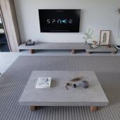 诧落风电视柜复仿水泥色2025新古款 全956寂实木客厅沙发茶几超长