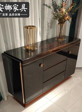 轻奢饰餐边柜简约装储餐边台50253现代黑檀色装饰后玄关台门厅物