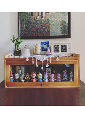 实LLW收璃纳柜厨房储物柜碗柜迷你木餐柜日物式储桌面餐边玻门小