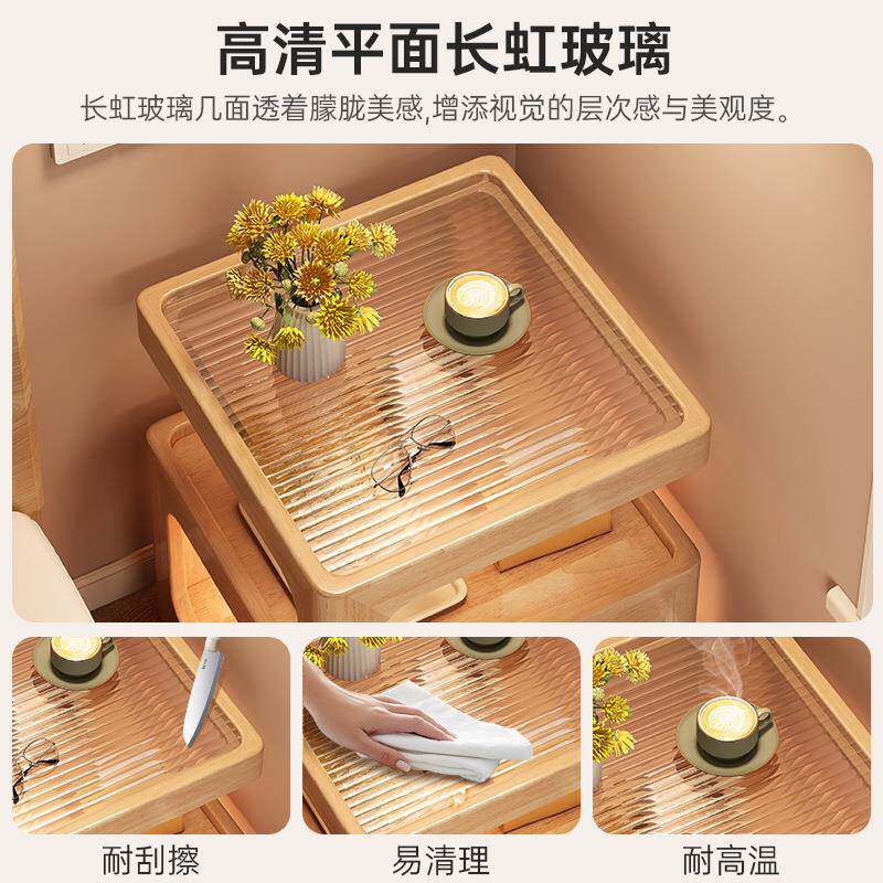 木床户头柜带灯家实用室现卧代小WUH边几2025新款小型创意落地置