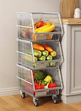 篮厨房菜子车置物架落果地多层水蔬菜收72711纳筐小推储物柜子
