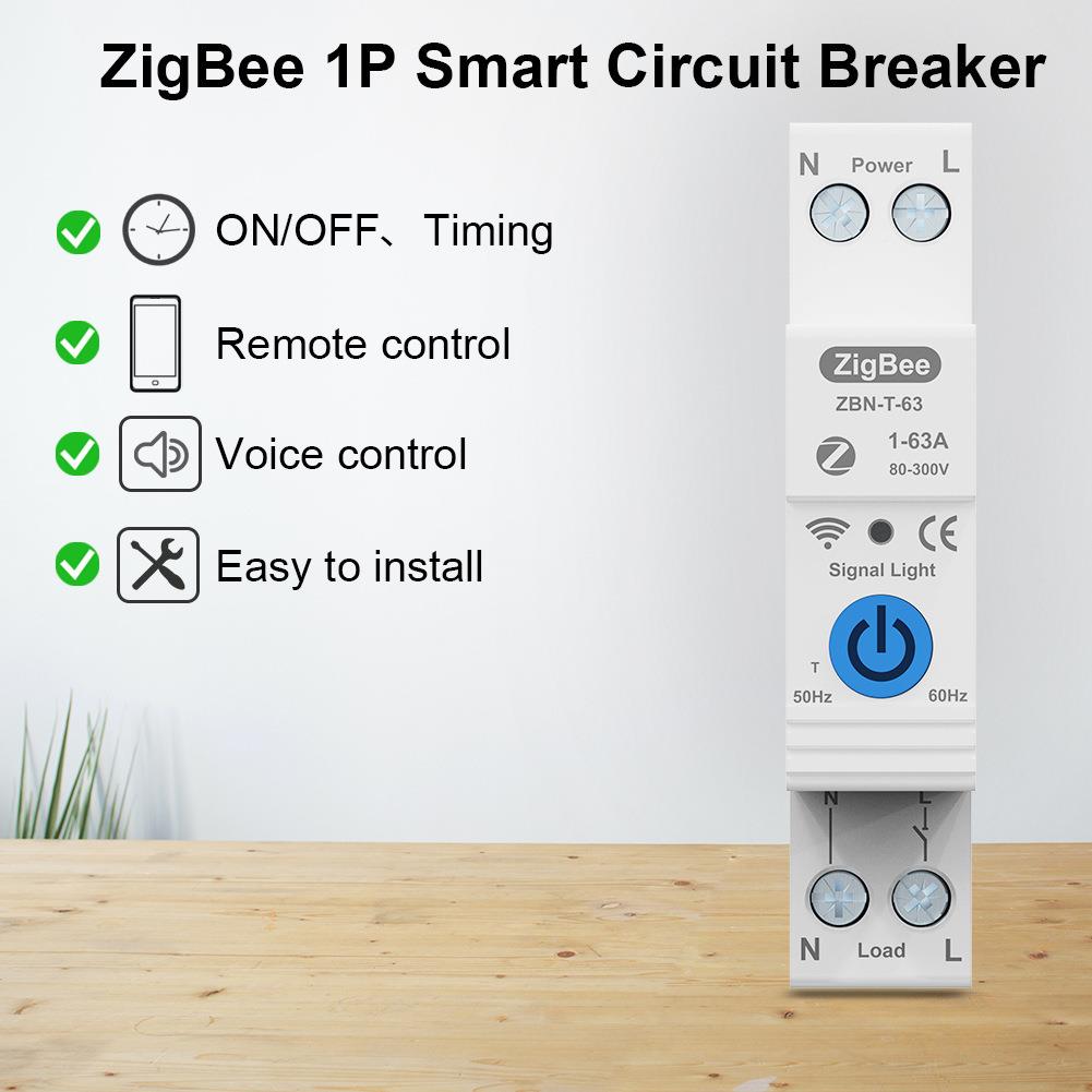 TGVKUA能断路器3ZigBee开关1P+N6A定时开关语Y音控制智遥控