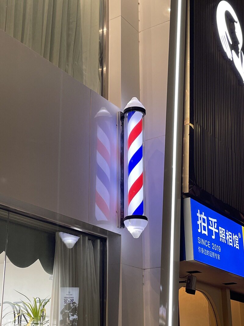 美发转灯挂墙led全圆塑料防水户外发廊标志灯超亮挂壁理发店灯箱