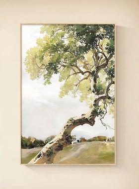 走现代简16524入户玄关装饰画印象派抽象约风景画客厅过道原木风