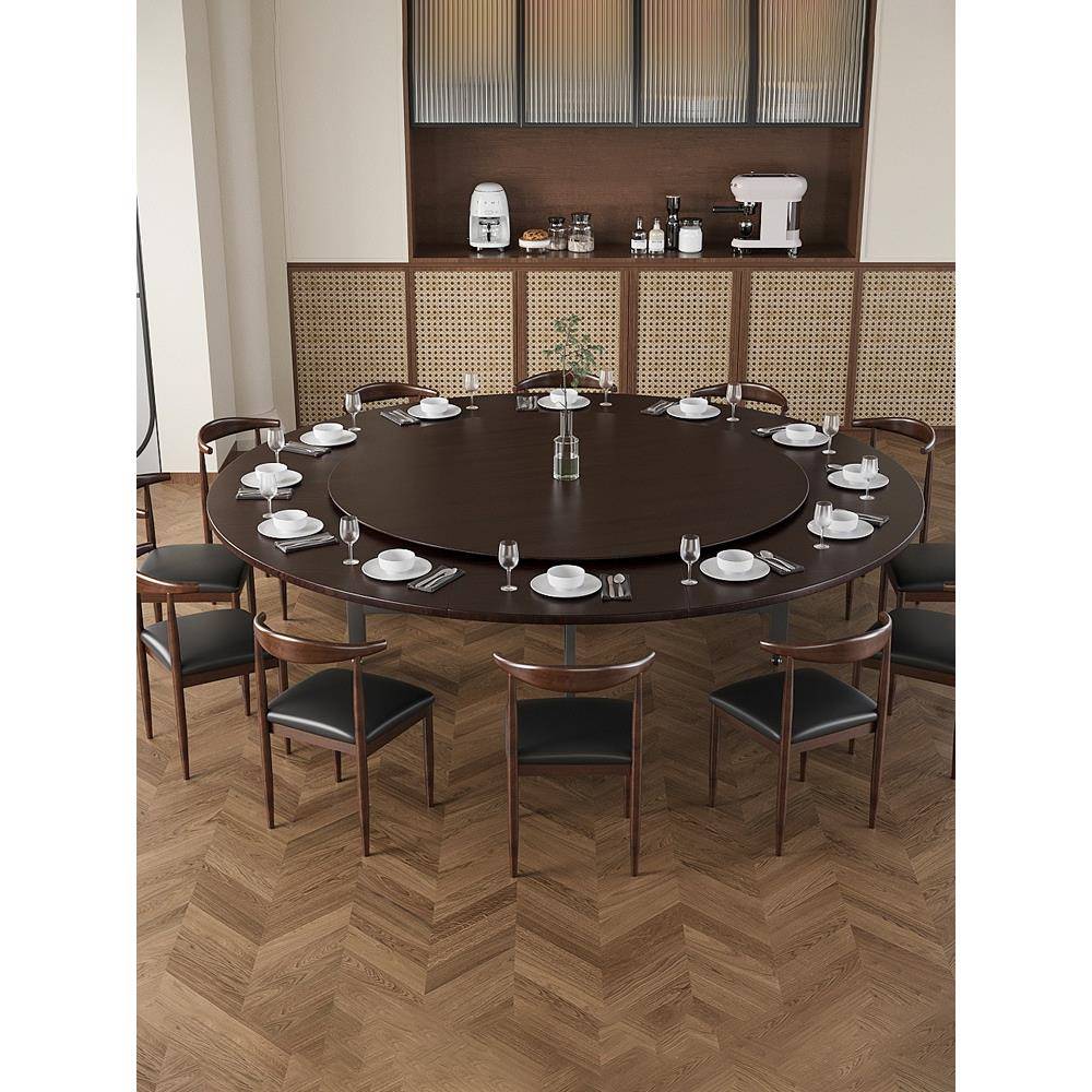 折圆桌桌餐桌家馆用实木酒店大圆饭桌颗粒RLR板原木风餐餐叠桌椅