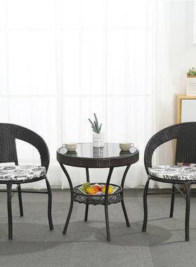 2RTKR8hFGxP单阳台小桌椅茶户几藤椅三件组合家用外编织滕椅人套