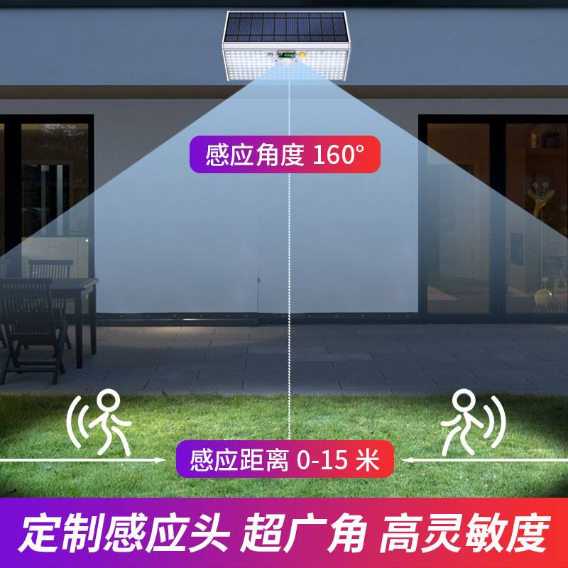 超亮太阳能灯户外庭院灯家用室外花园人体感应壁灯大门口照明路灯