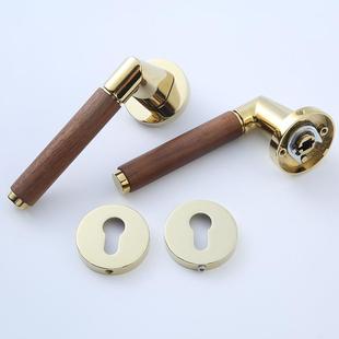 新间门中式原门房锁木卧室静音磁吸执手锁原木风分体门M6-153把手