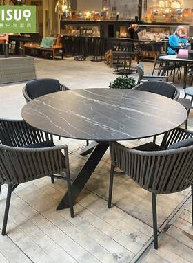 室外露天椅24-9-15-休闲藤编桌椅组合花园庭院户外桌房阳光奢高端