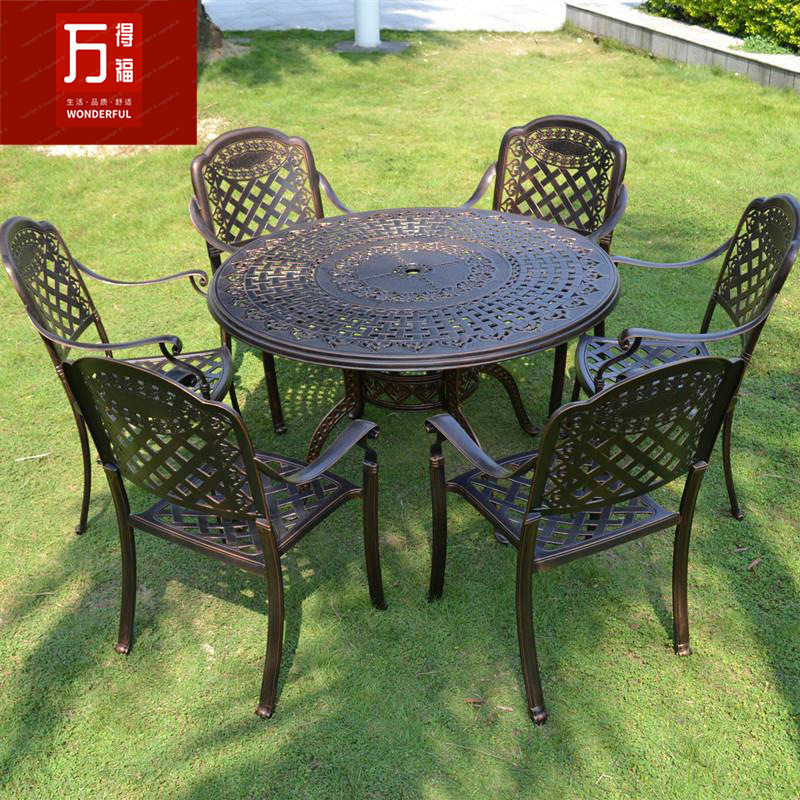 户外桌椅组合铸铝烧烤桌庭院露天阳台小茶几室外休闲桌椅三五件套