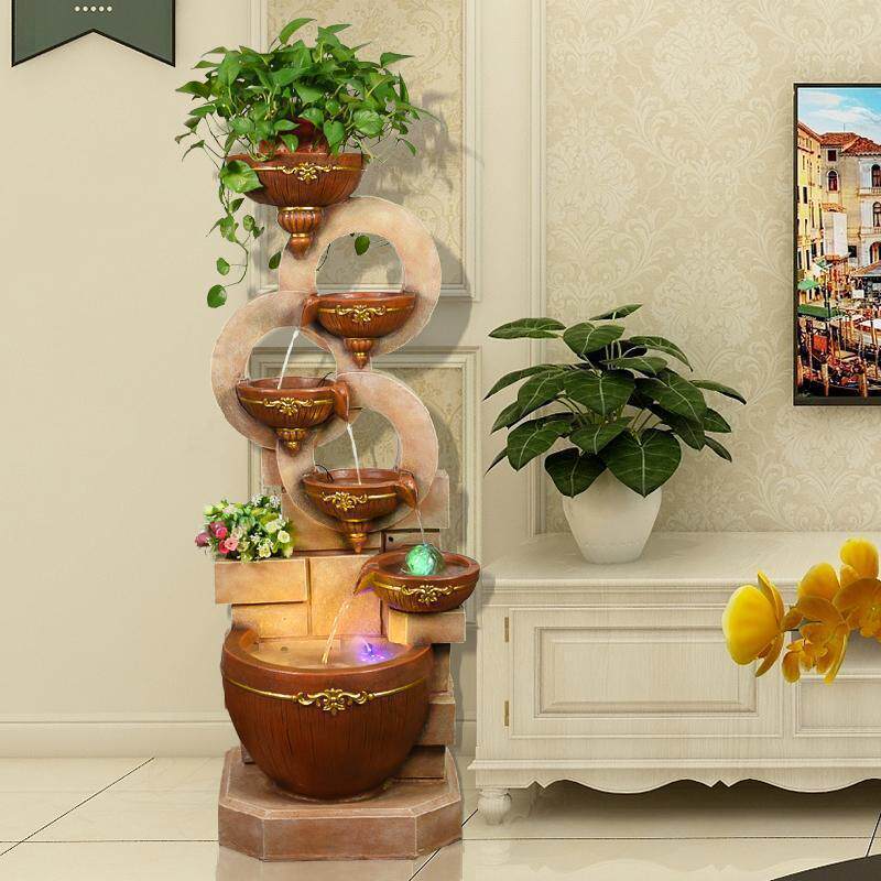 欧式流水喷泉鱼客厅电视柜缸水景加器装水饰品风轮招83509财落地