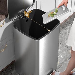 F976M9MJ厨房高垃圾桶家用新款锈脚踏式不大号钢客厅带盖档轻奢大