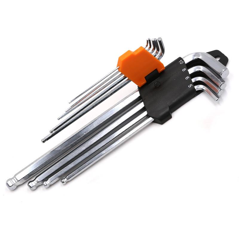 EDO维度钢制9制件头套公特W长球内六角扳手套装铬钒钢PFV工具