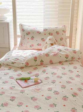 学生下床ZGU单被子水六洗被褥棉上被铺宿舍床上三件套卡通套被罩