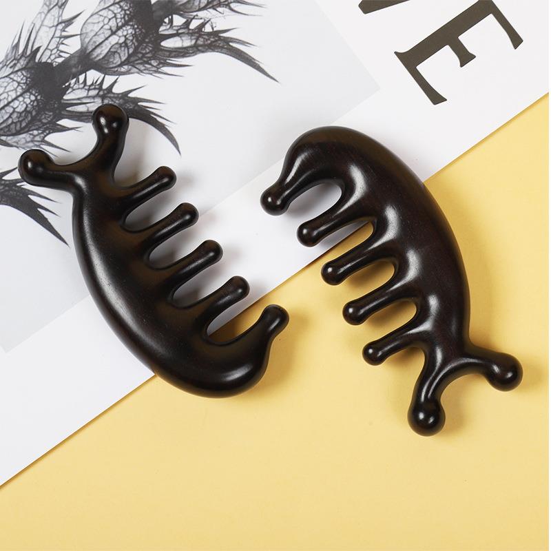 健美研黑檀木按头摩梳木脸部海豚按摩绿檀创男女部AB经络疏通头疗