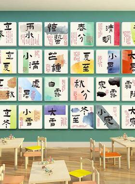 儿园墙面装饰室二十四节气墙贴画幼小学教节布UXK置24气班级文化