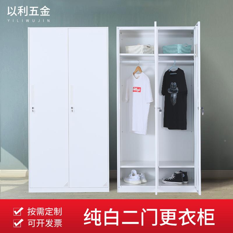 钢制TZI二门灰更衣柜带锁双门铁皮套色储物柜柜员工宿舍衣咖白白