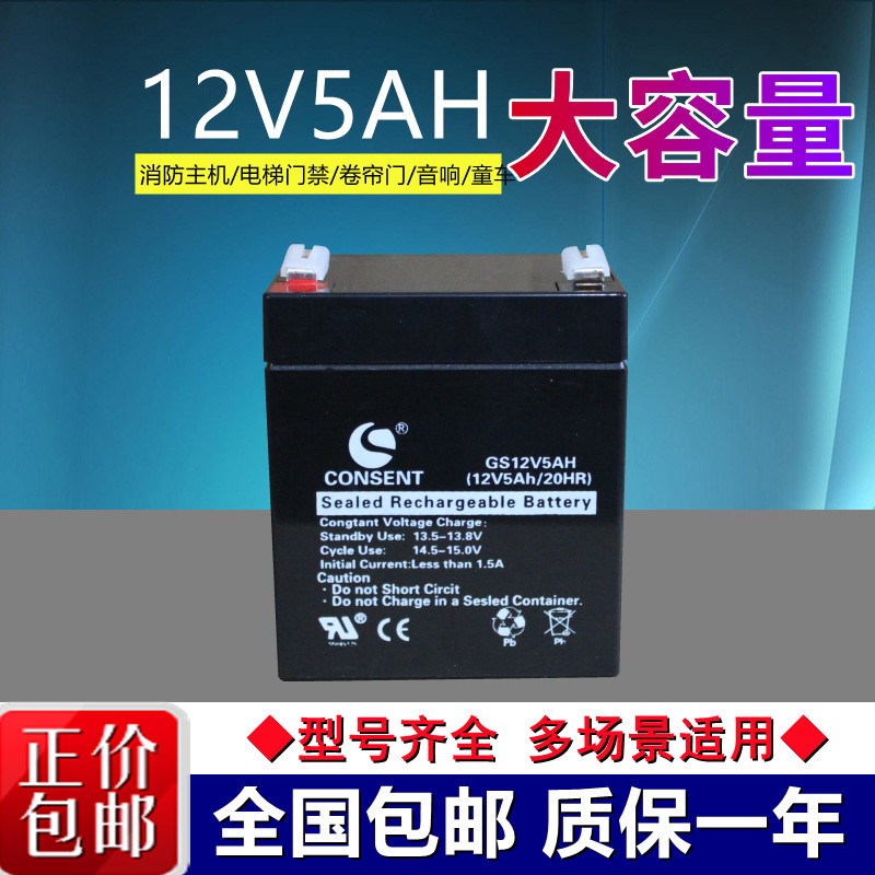 CONSENT/光盛蓄电池 GS12V5AH(12V5AH)UPS电源 电梯应急 卷闸门