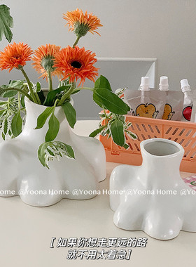 YoonaHome北欧ins创意人体花瓶半身陶瓷客厅插花器艺术家居装饰品