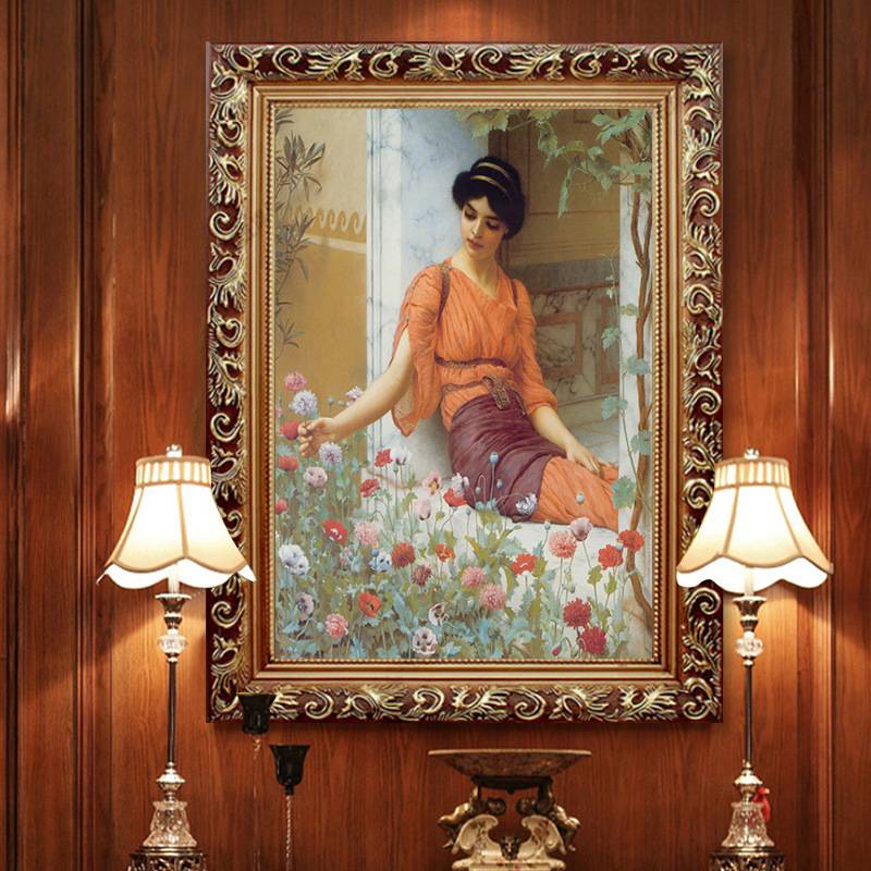 古典美女挂画酒店装饰画防水浴室墙画客厅艺术画宾馆卫生间油画竖图片