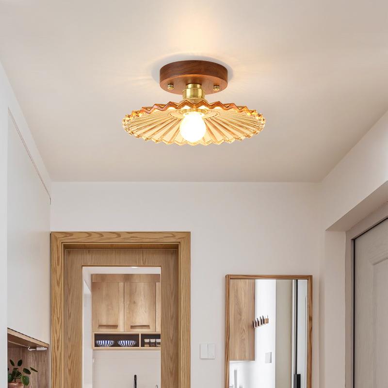 胡桃实木玄简过道玻灯走廊灯创意极简入户关灯璃约房MS-LM105间阳