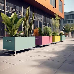 花户外铁艺花院坛广场花ZOL箱组合室外花庭隔断种植槽不锈钢钵